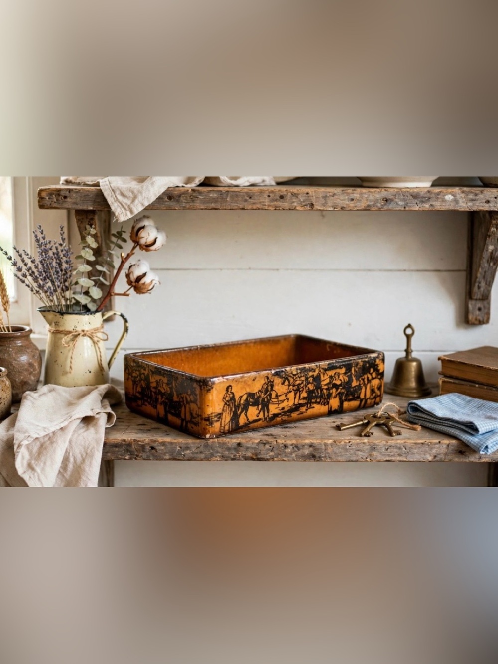 Vintage Marbled Old English coaching Days tray